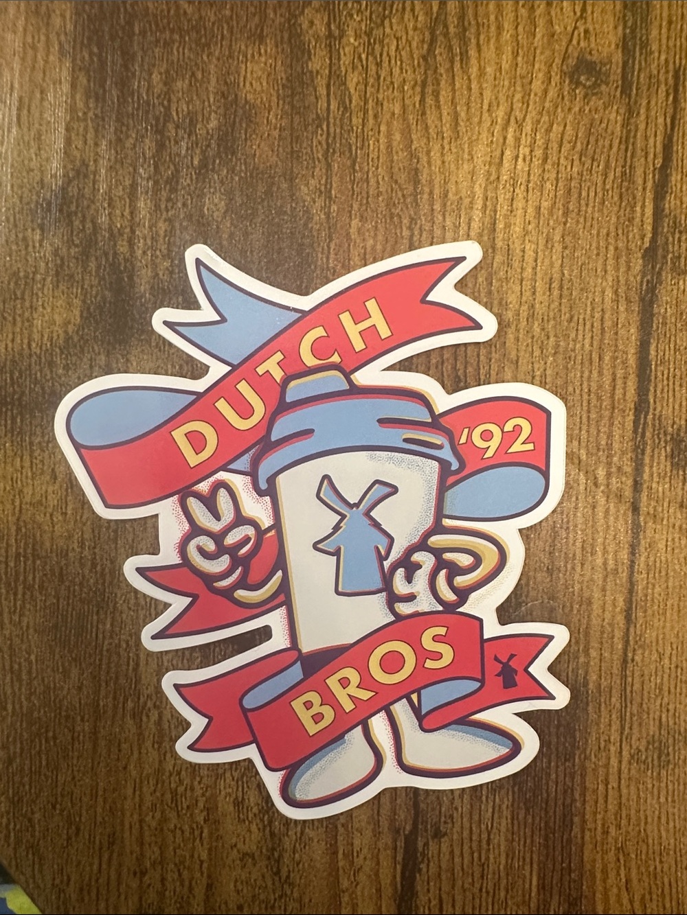 Dutch Bros Red & Light Blue Character Sticker